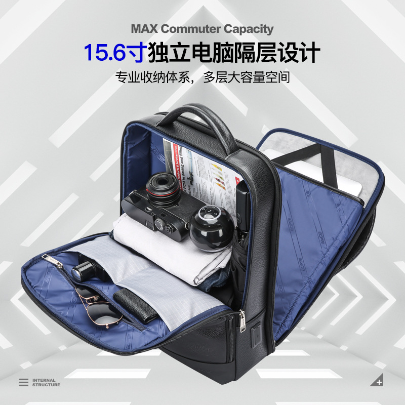 Nueva marca de cuero genuino bolsa de negocios mochila primera capa de piel de vaca bolso de la computadora de los hombres de gran capacidad mochila regalo fabricante