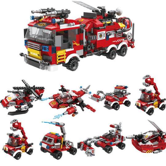 City fire truck building blocks small particles educational toys compatible with Lego Mindy C025 fit Rescue 8 in 1 car