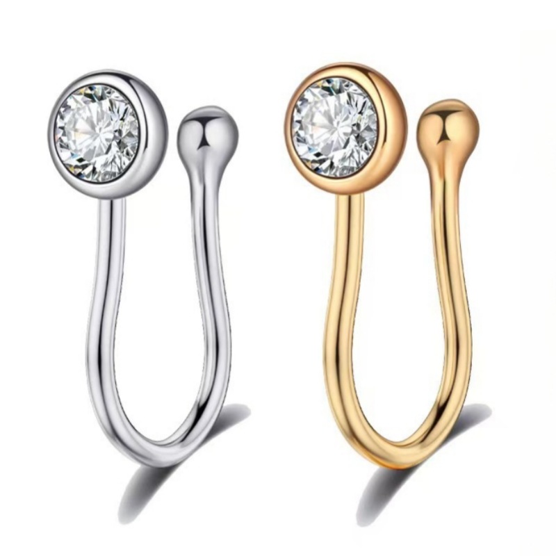 Amazon Hot Sale Nose Clip Non-Piercing Clip-on Nose Ring CZ Gold Plated Copper Nose Jewelry detail image 8