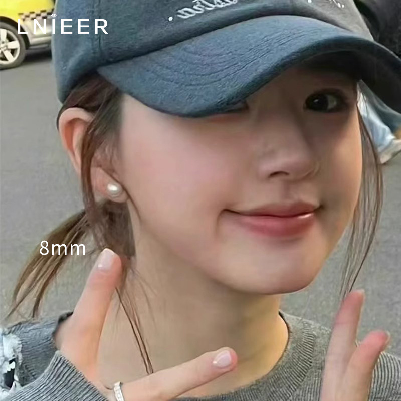 화이트 8mm 천연진주 귀걸이 [999 순은]