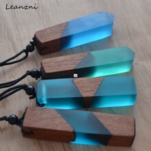 Vintage men'woman s fashionable wood resin necklace跨境专供