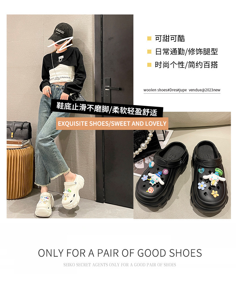 商品详情图_超火新款洞洞鞋女款夏外穿可爱卡通防滑防臭厚底凉拖