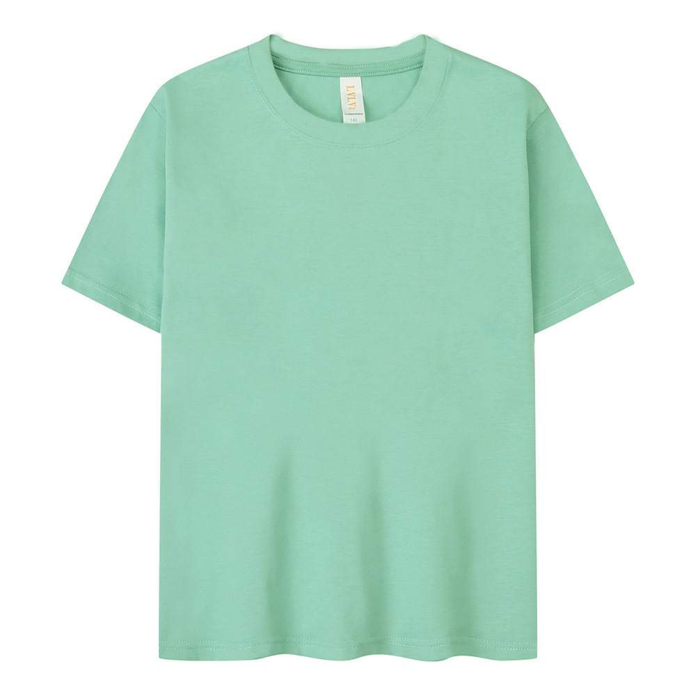 Ropa infantil de verano refrescante transpirable jardín de infantes de algodón cuello redondo manga corta personalizada camiseta de campamento de verano para niños logotipo personalizado