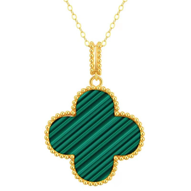 Золотое колье с четырехлистным клевером из 18-каратного золота, подвеска из розового золота au750, цепочка на ключицу, ювелирное украшение для женщин, золото