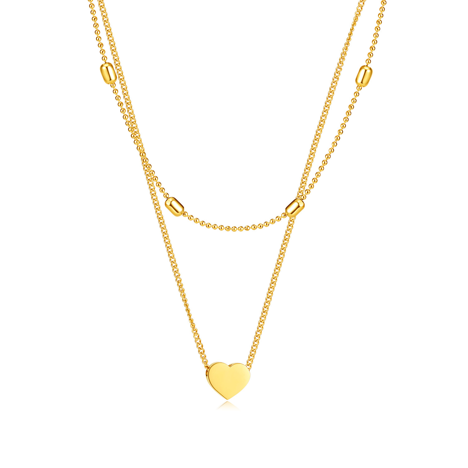 일본과 한국 패션 우아한 쌓인 사랑 펜던트 쥬얼리 도매 가벼운 럭셔리 틈새 조커 티타늄 스틸 목걸이 여성