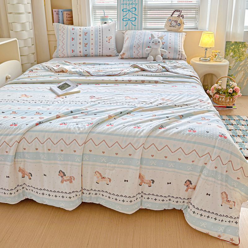 A級ベビー・マタニティグレード大豆繊維ニット綿夏用掛け布団、洗濯機で洗える夏用子供用薄掛け布団、ギフト用エアコン掛け布団