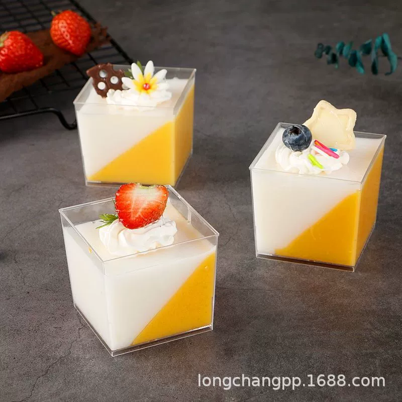 Предпочтительные одноразовые прозрачные пластиковые чашки PS, чашка для десерта, чашка для пудинга, квадратная выпускная церемония, девятиквадратные сетки, оптовая продажа