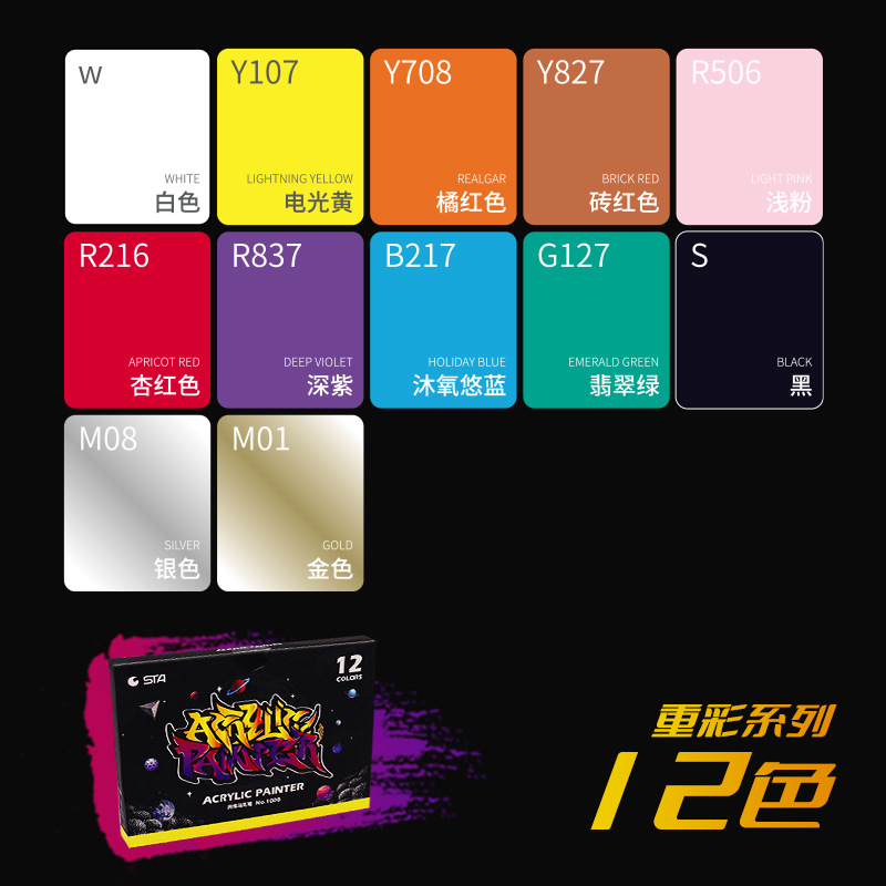 STA 1000C Segunda Generación marcador de acrílico cabeza fina impermeable pintado a mano DIY pintura Zapatos Ropa zapatos acrílico cara