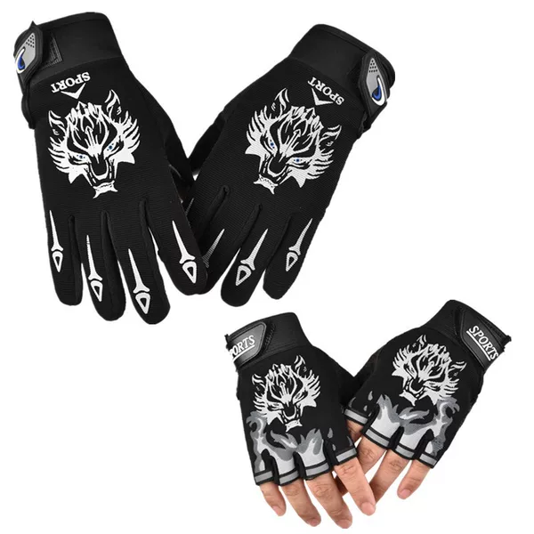 Wolf Head Thin Breathable Sun Protection Half-Finger Men's and Women's Gloves Outdoor Cycling Mountain Fitness Sports Children's Adult Gloves