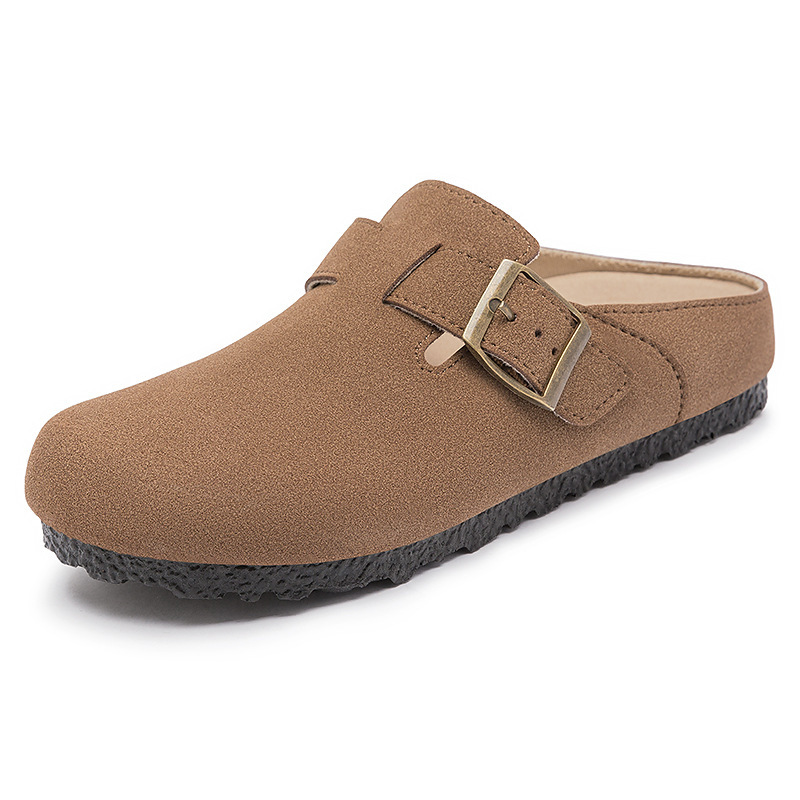 Zapatos Birkenstock retro de primavera para mujer, zapatos casuales sin cordones, pantuflas cerradas de punta, pantuflas planas Birkenstock para mujer.