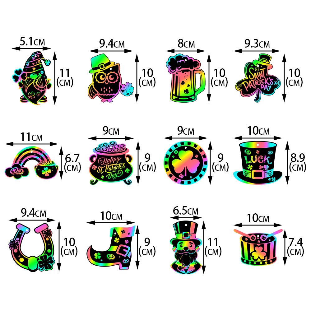 Amazon San Patricio DIY tarjetas de scratch Día de Irlanda decoración de fiesta creativa DIY scratch colgante