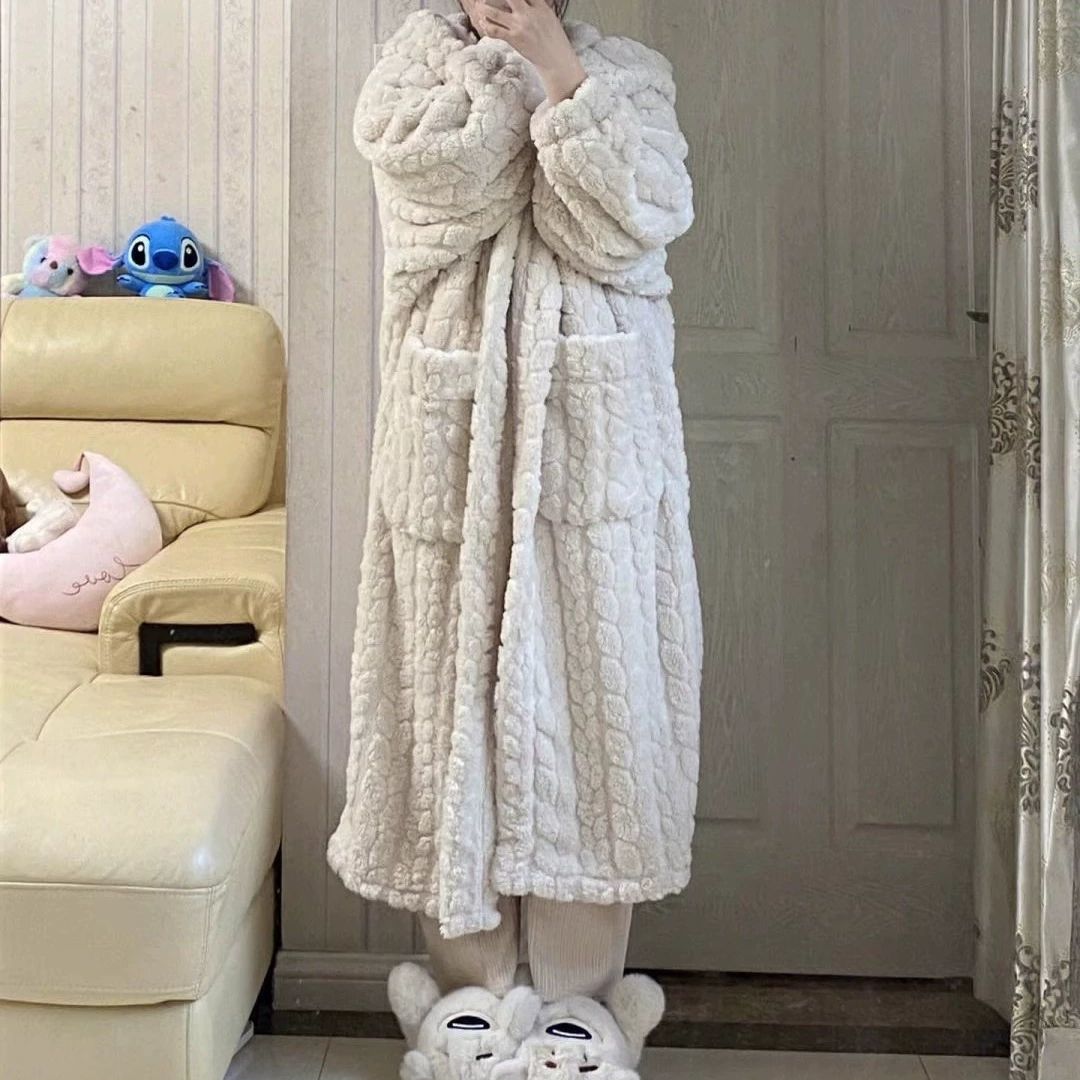 Coral velvet warm winter pijama, bathrobe, high-quality style, 2024 years