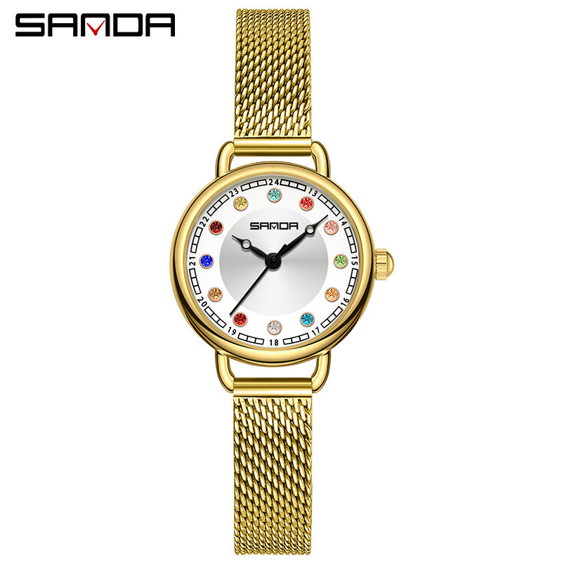 메쉬 벨트 골드 화이트