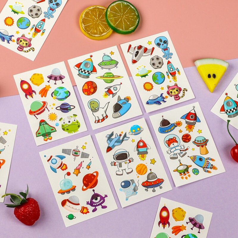 Creative personality children's spaceship tattoo stickers cute cartoon temporary tattoo stickers wholesale