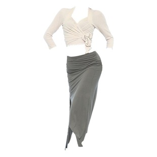 Belly Dance Costume Autumn and Winter Dance Matching Practice Clothes Sexy Shoulder Top Long Dress Dance Suit