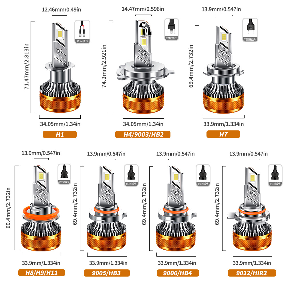 Transfronterizos dedicados a los faros super brillantes para automóviles, bombillas de luz alta H4 H7H1 9005