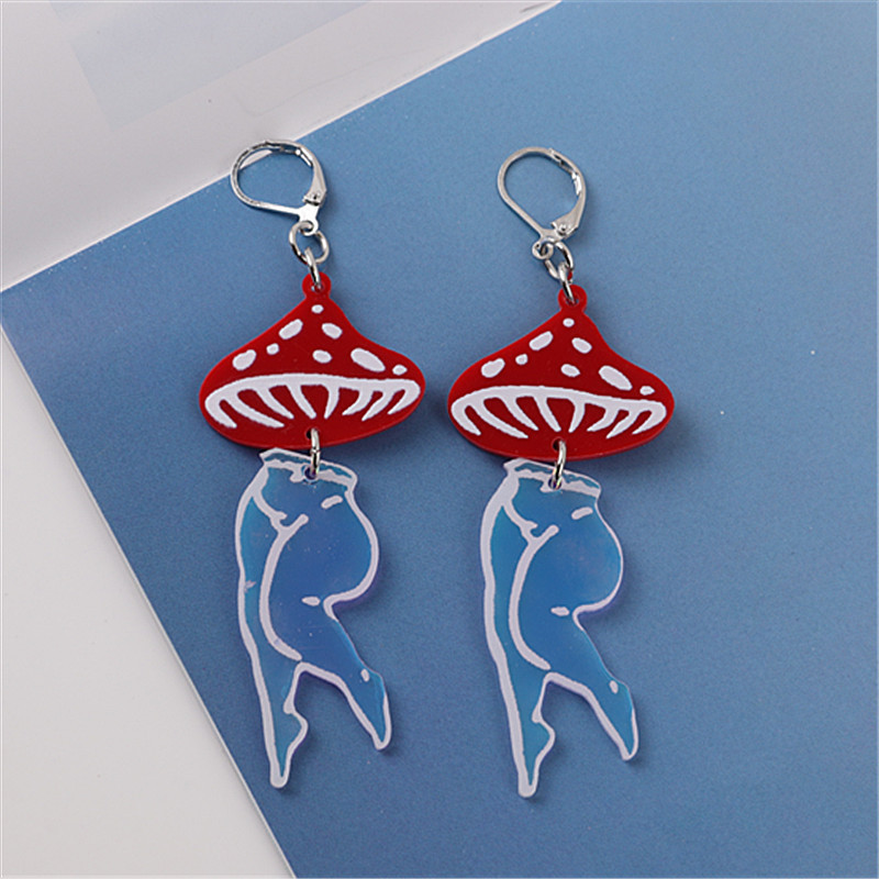 1 Pair Funny Mushroom Arylic Drop Earrings display picture 5