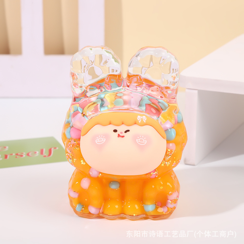 Big Mac cute Lilith doll bursting colorful beans into oil quicksand creative ornaments live broadcast pairs blind box