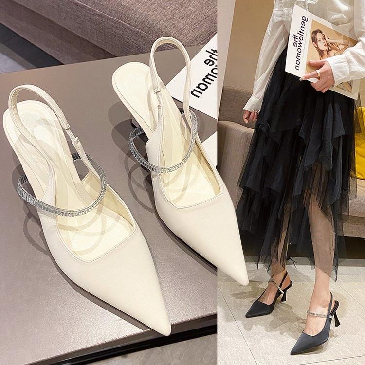 Sandaler med diamanthuvud för kvinnor med smal kjol, spetsiga enkla skor, eleganta och fashionabla högklackade_voghion.com