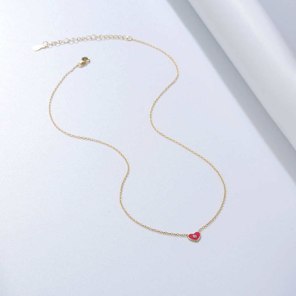 Internet celebridad chica fresca en forma de corazón colgante todo partido clavícula cadena s925 plata esterlina color epoxi collar en forma de corazón