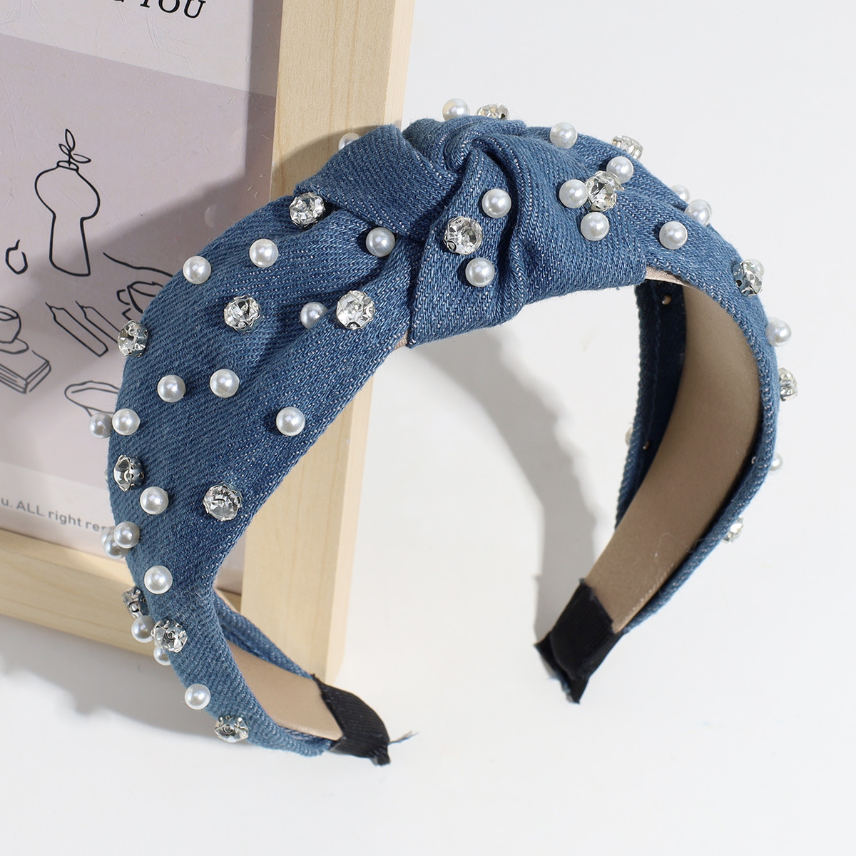 150g Weight Hair Band Hair Accessories Type 1 Piece Quantity Holiday, Daily Occasion Bow Knot Pattern Women's Gender Pearl Design Lady Bow Knot Cloth Pearl Hair Band 6