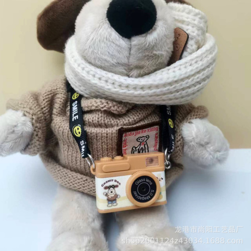 飞行员卡通狗毛绒玩偶公仔发光发声迷你娃用相机娃衣挂件配饰配件