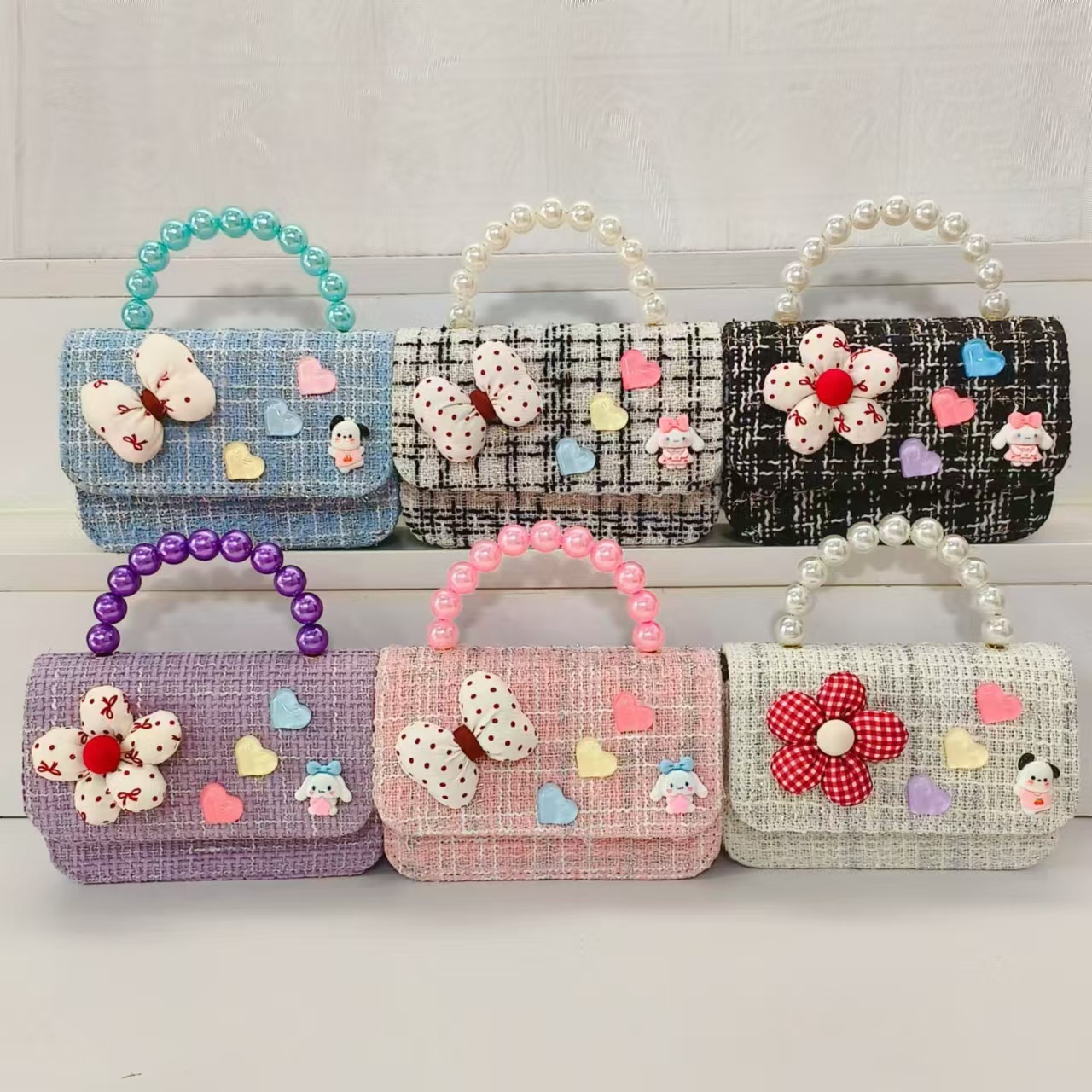 Melody bolso de perlas, bolso de princesa, bolso de hombro, bolso de cambio, accesorios, bolso cuadrado, cadena, bolso de Año Nuevo para chicas