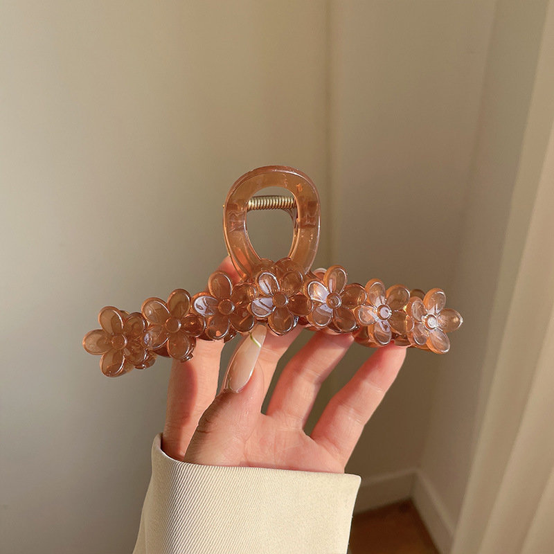 Clipe de flores de color gelatina coreano, clipe de tiburón de moda, clipe de cola de caballo, toque para el cabello, clipe de cabello para mujeres