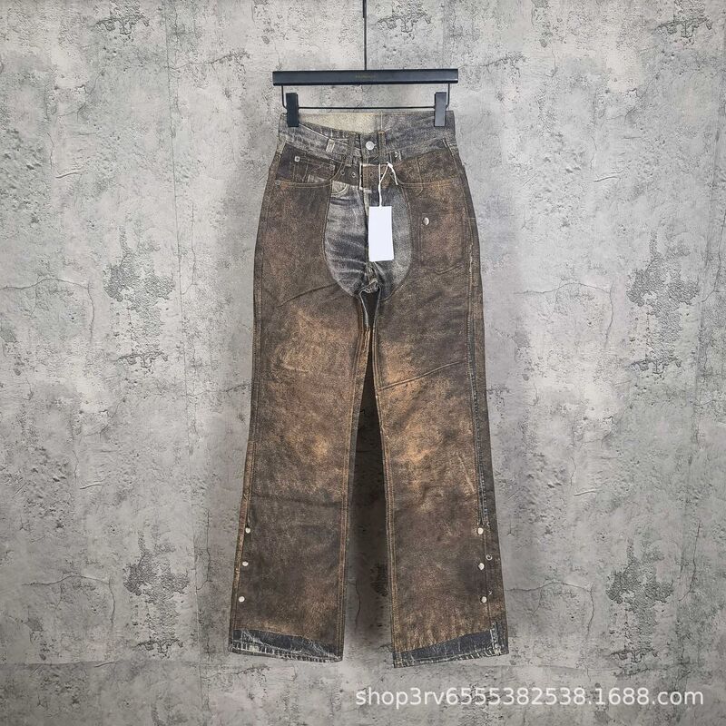 High Version Ac Home 25Ss New Western Cowboy 3D Digital Printing Regular Fit Jeans for Men and Women