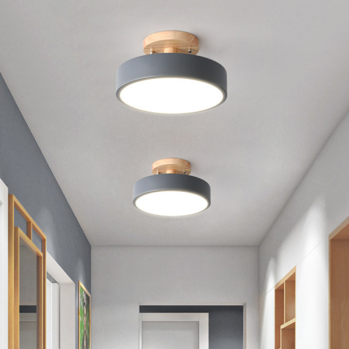 Nordic entrance hall ceiling lamp balcony lamp wood round cloakroom study corridor lamp bathroom lighting