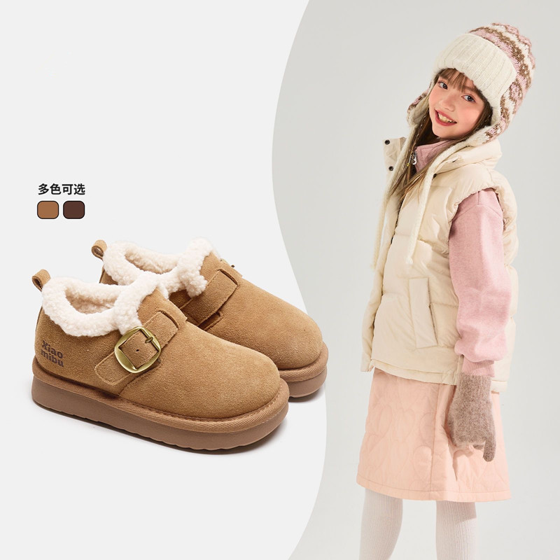 Girls' Large Cotton Shoes 2025 Winter New Children's Plush Thickened Warm Birkenstock Shoes Boys' Snow Boots Loafers