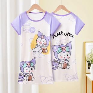 Summer Girls' Nightgown Short-sleeved Children's Pajamas Girls' Home Clothes Large Children's Thin Air-conditioning Clothes Baby's dress
