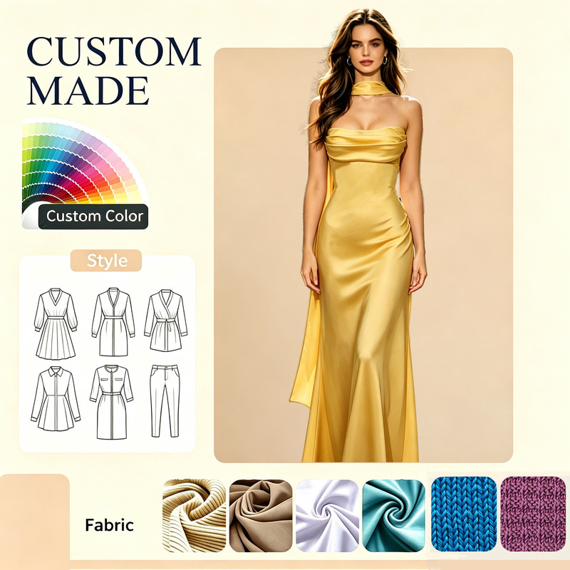 New Style Women's Apparel Scarf with Draped Ribbons, Light Luxury and High-End Feel, French-Style Bridesmaid Dress