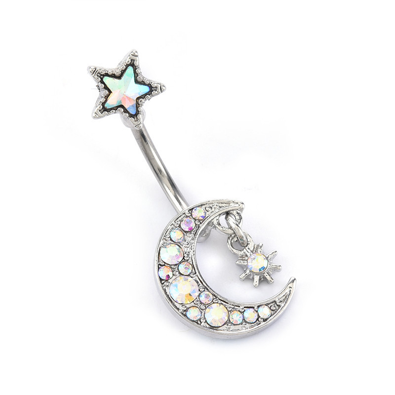 Hold és csillag piercing gyűrű rozsdamentes acélból nőknek_voghion.com