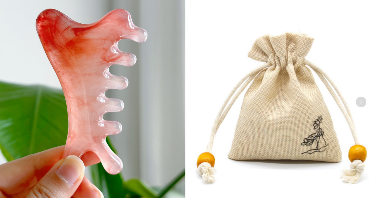 Массажная расческа из смолы и вишневого цвета (большой размер) + высококачественная сумка для хранения