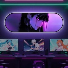 网吧氛围灯装饰二次元动漫壁画电竞酒店房间电脑桌背景墙发光挂画