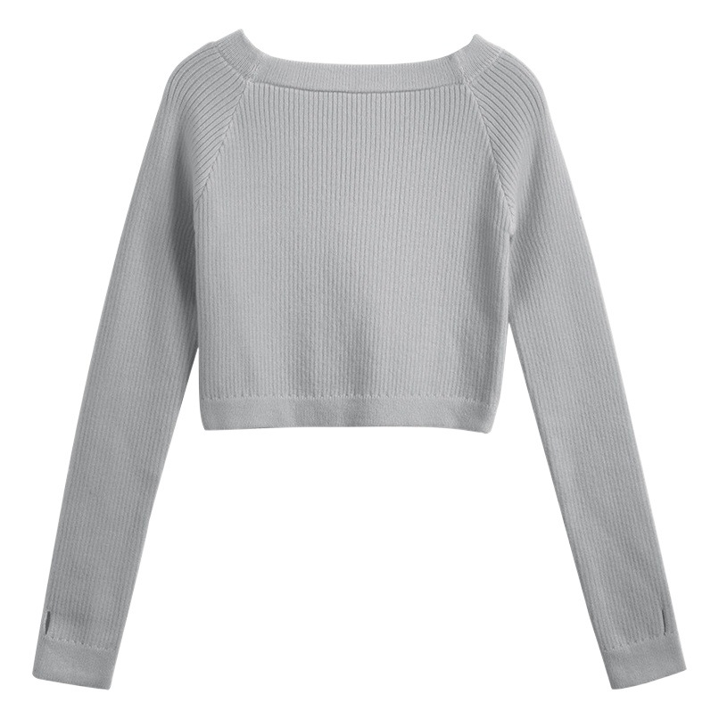 Ropa de baile para niñas de manga larga fuera del cuello de punto de otoño e invierno práctica Jersey pequeño suéter abrigo Ropa de baile superior exterior