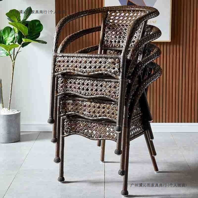 Outdoor Imitation Rattan Chair Coffee Table Rattan Chair Home Comfortable Balcony Elderly Rattan Chair Outdoor Rattan Chair Three-Piece Chair Set