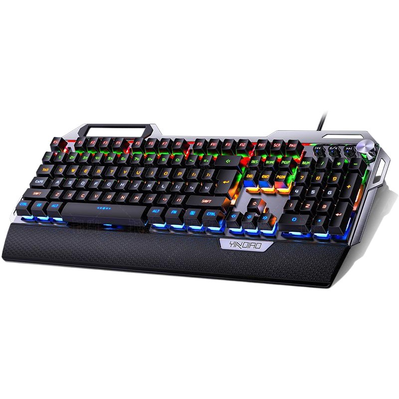 Talla de plata K100 metal real Teclado mecánico titular de la mano perilla juego eje verde con cable USB Amazon transfronteriza al por mayor