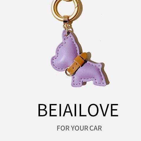 フレンチブルドッグ犬車のキーホルダーペンダント絶妙でクリエイティブな男性と女性のかわいい子犬カップルバッグペンダントリング個性|undefined