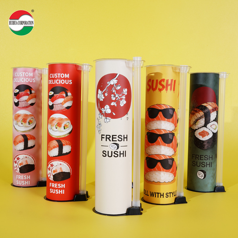 Fábrica de stock tubular de sushi con tubo de salsa 52mm de calibre de sushi envases de papel de grado alimenticio para llevar sushi image 3
