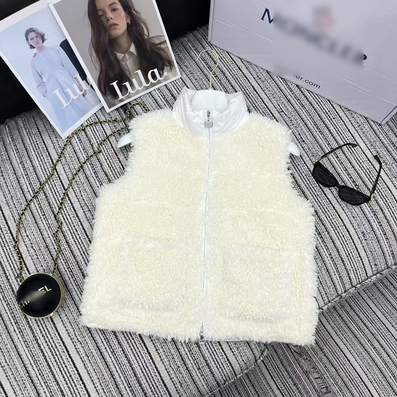 南油女装蒙口2025早秋泰迪毛羽绒服女慵懒修身保暖立领鹅绒服马甲|undefined