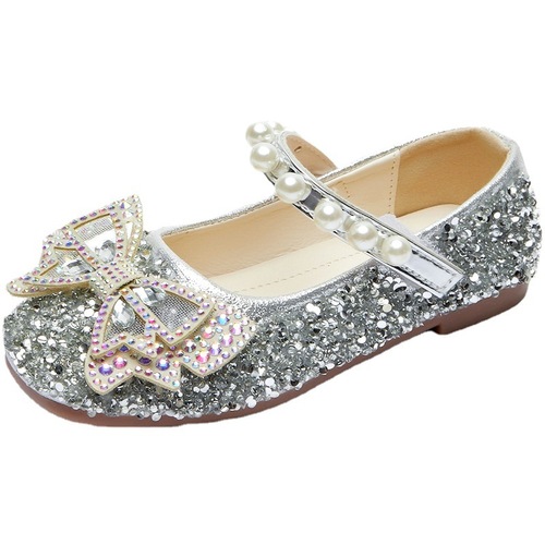 Girls Princess Shoes Soft Sole 2024 Spring and Summer New Baby Shoes Spring Crystal Shoes Children's Small Leather Shoes Spring and Autumn