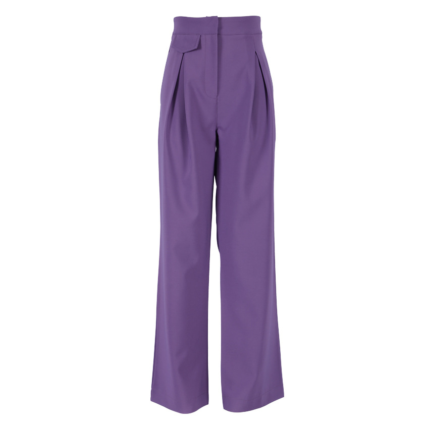 wide leg high waist commuter solid color trousers NSSQS124809