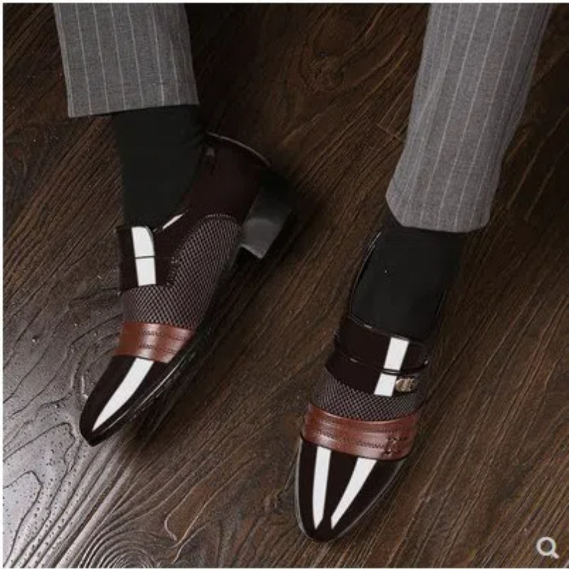 Zapatos de hombre Primavera y otoño nuevos zapatos de cuero zapatos formales de negocios de los hombres zapatos casuales británicos de los hombres zapatos de boda a juego transpirable suave