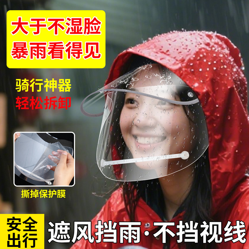 Rain Shield for Electric Scooter Riding, Raincoat with High-Definition Transparent Brim, Splash-Proof Face Shield, Windproof Protection