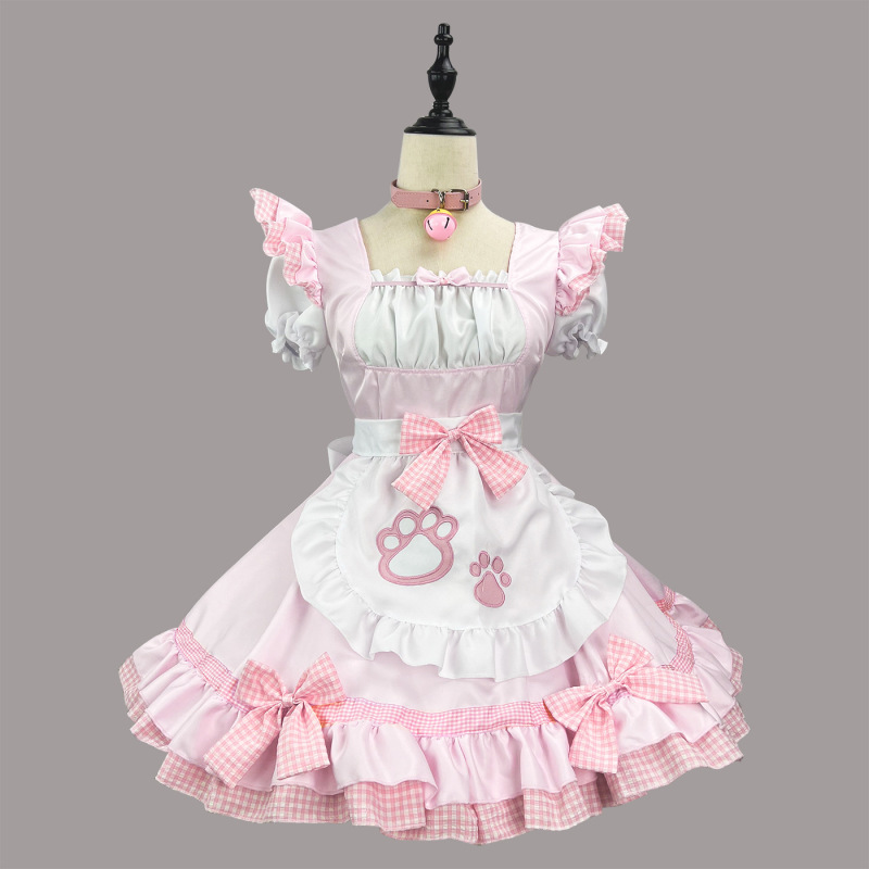 新しい猫娘のメイド服のコスプレの大きいサイズの女装の日本のかわいいメイドの白黒の経典のメイド|undefined