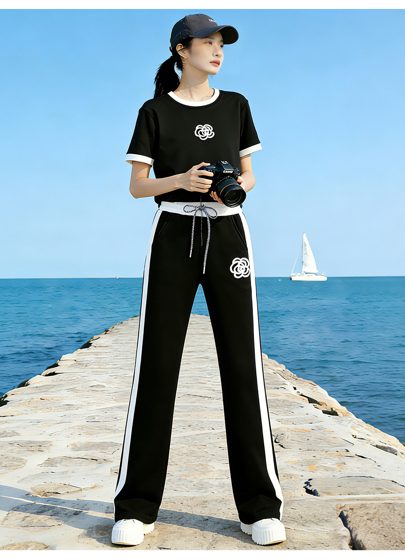 Women's Clothing Camellia Themed Petite Women's Two Piece Set Slimming Sporty Casual Summer Outfit Inspired Sophisticated_ecoleips.com