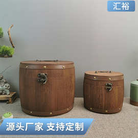 厂家现货木质茶叶桶 仿古普洱包装木桶桐木圆形茶叶桶小圆桶