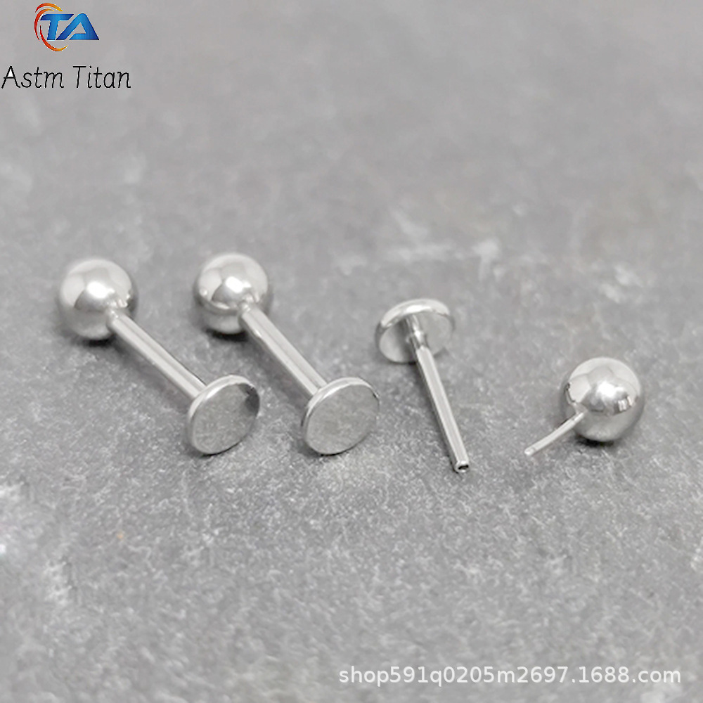 F136 Titanium Alloy Lip Ring Pin Round Ball Straight Rod Earrings Human Body Piercing Jewelry Tongue Stud Piercing Earrings Lip Stud detail image 8